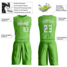 Load image into Gallery viewer, Custom Neon Green White Round Neck Suit Basketball Jersey
