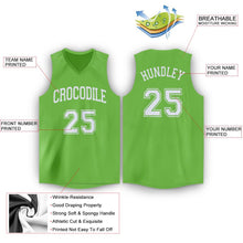 Laden Sie das Bild in den Galerie-Viewer, Custom Neon Green White V-Neck Basketball Jersey
