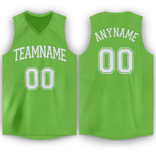 Load image into Gallery viewer, Custom Neon Green White V-Neck Basketball Jersey
