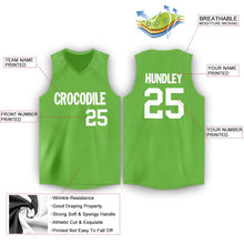 Load image into Gallery viewer, Custom Neon Green White V-Neck Basketball Jersey
