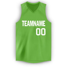 Load image into Gallery viewer, Custom Neon Green White V-Neck Basketball Jersey
