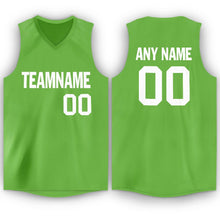 Load image into Gallery viewer, Custom Neon Green White V-Neck Basketball Jersey
