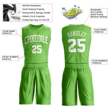 Load image into Gallery viewer, Custom Neon Green White Round Neck Suit Basketball Jersey
