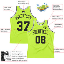 Load image into Gallery viewer, Custom Neon Green Black-White Authentic Throwback Basketball Jersey
