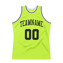 Load image into Gallery viewer, Custom Neon Green Black-White Authentic Throwback Basketball Jersey
