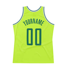 Laden Sie das Bild in den Galerie-Viewer, Custom Neon Green Kelly Green-White Authentic Throwback Basketball Jersey
