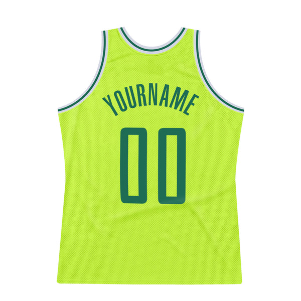 Sale Build White Basketball Authentic Neon Green Throwback Jersey