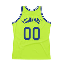 Laden Sie das Bild in den Galerie-Viewer, Custom Neon Green Royal-White Authentic Throwback Basketball Jersey
