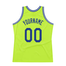 Load image into Gallery viewer, Custom Neon Green Royal-White Authentic Throwback Basketball Jersey
