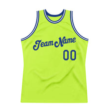 Laden Sie das Bild in den Galerie-Viewer, Custom Neon Green Royal-White Authentic Throwback Basketball Jersey
