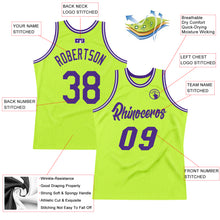 Laden Sie das Bild in den Galerie-Viewer, Custom Neon Green Purple-White Authentic Throwback Basketball Jersey
