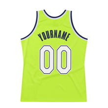 Laden Sie das Bild in den Galerie-Viewer, Custom Neon Green White-Navy Authentic Throwback Basketball Jersey
