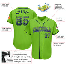 Load image into Gallery viewer, Custom Neon Green Navy-Gray Authentic Drift Fashion Baseball Jersey
