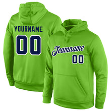 Load image into Gallery viewer, Custom Stitched Neon Green Navy-White Sports Pullover Sweatshirt Hoodie
