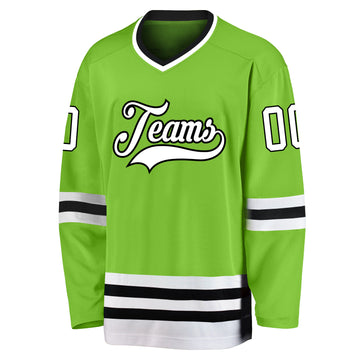 Custom Hockey Jersey Neon Green Navy-Pink