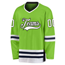 Laden Sie das Bild in den Galerie-Viewer, Custom Neon Green White-Navy Hockey Jersey
