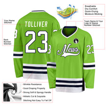 Laden Sie das Bild in den Galerie-Viewer, Custom Neon Green White-Navy Hockey Jersey
