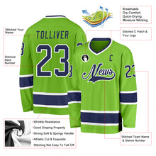Laden Sie das Bild in den Galerie-Viewer, Custom Neon Green Navy-White Hockey Jersey

