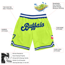 Load image into Gallery viewer, Custom Neon Green Royal-White Authentic Throwback Basketball Shorts
