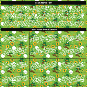 Custom Neon Green Brown-Gold 3D Pattern Design Authentic St. Patrick's Day Baseball Jersey