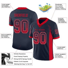 Load image into Gallery viewer, Custom Navy Scarlet-Gray Mesh Drift Fashion Football Jersey
