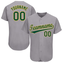 Load image into Gallery viewer, Custom Gray Green-Gold Baseball Jersey
