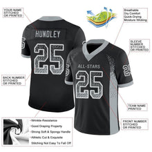 Load image into Gallery viewer, Custom Black Silver-White Mesh Drift Fashion Football Jersey

