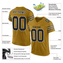 Load image into Gallery viewer, Custom Old Gold Black-White Mesh Authentic Football Jersey
