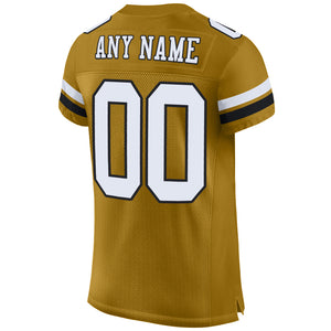 Custom Old Gold White-Black Mesh Authentic Football Jersey