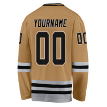 Laden Sie das Bild in den Galerie-Viewer, Custom Old Gold Black-Gray Hockey Jersey
