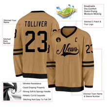 Laden Sie das Bild in den Galerie-Viewer, Custom Old Gold Black Hockey Jersey
