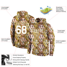 Load image into Gallery viewer, Custom Stitched Old Gold White-Old Gold 3D Pattern Design Lion Sports Pullover Sweatshirt Hoodie
