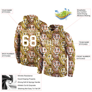 Custom Stitched Old Gold White-Old Gold 3D Pattern Design Lion Sports Pullover Sweatshirt Hoodie