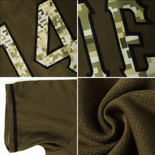 Load image into Gallery viewer, Custom Olive Camo-Black Authentic Throwback Rib-Knit Salute To Service Baseball Jersey Shirt
