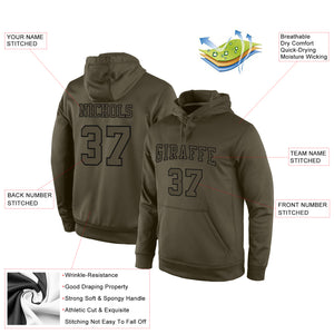 Custom Stitched Olive Olive-Black Sports Pullover Sweatshirt Salute To Service Hoodie