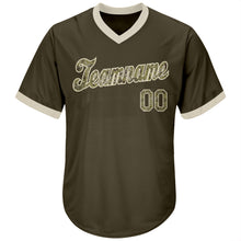Laden Sie das Bild in den Galerie-Viewer, Custom Olive Camo-Cream Authentic Throwback Rib-Knit Salute To Service Baseball Jersey Shirt
