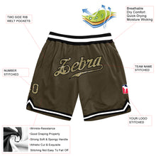 Load image into Gallery viewer, Custom Olive Camo-Black Authentic Throwback Salute To Service Basketball Shorts
