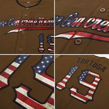 Load image into Gallery viewer, Custom Olive Vintage USA Flag-Black Authentic Salute To Service Baseball Jersey
