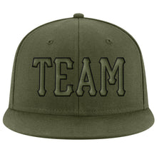 Load image into Gallery viewer, Custom Olive Olive-Black Stitched Adjustable Snapback Salute To Service Hat
