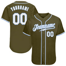 Load image into Gallery viewer, Custom Olive White-Light Blue Authentic Salute To Service Baseball Jersey
