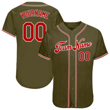 Load image into Gallery viewer, Custom Olive Red-White Authentic Salute To Service Baseball Jersey
