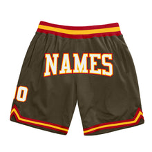 Load image into Gallery viewer, Custom Olive White-Red Authentic Throwback Salute To Service Basketball Shorts
