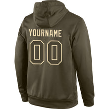 Load image into Gallery viewer, Custom Stitched Olive Olive-Cream Sports Pullover Sweatshirt Hoodie
