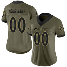 Load image into Gallery viewer, Custom Olive Black-Old Gold Mesh Salute To Service Football Jersey
