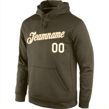 Load image into Gallery viewer, Custom Stitched Olive White-Old Gold Sports Pullover Sweatshirt Salute To Service Hoodie
