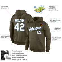 Load image into Gallery viewer, Custom Stitched Olive White-Light Blue Sports Pullover Sweatshirt Salute To Service Hoodie
