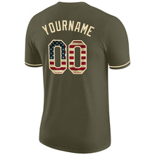 Load image into Gallery viewer, Custom Olive Vintage USA Flag-Cream Performance Salute To Service T-Shirt
