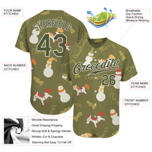 Laden Sie das Bild in den Galerie-Viewer, Custom Olive Olive-White Christmas 3D Authentic Salute To Service Baseball Jersey
