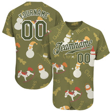 Laden Sie das Bild in den Galerie-Viewer, Custom Olive Olive-White Christmas 3D Authentic Salute To Service Baseball Jersey
