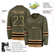 Laden Sie das Bild in den Galerie-Viewer, Custom Olive Camo-Old Gold Salute To Service Hockey Jersey
